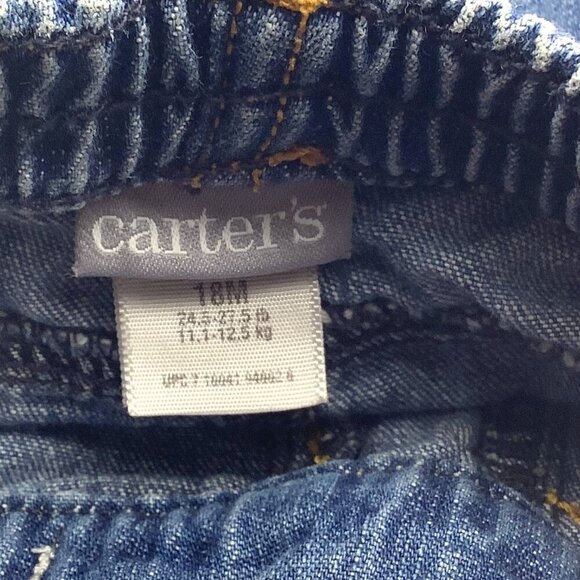 Carter's Denim Jeans Baby Girl Size 18M Floral Tie Belt & Elastic Waistband Blue - Picture 3 of 9